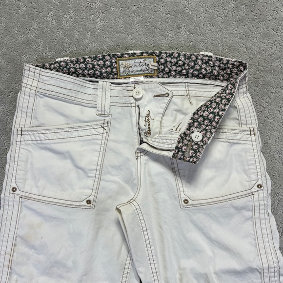 Aventura Pants Womens 8 White Organic Cotton Roll Up Capri Crop Utility Gorpcore - Picture 2 of 16